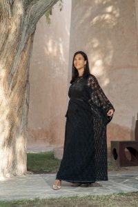 Robe Enea Leila dentelle noire abaia traditionnelle moderne ramadan