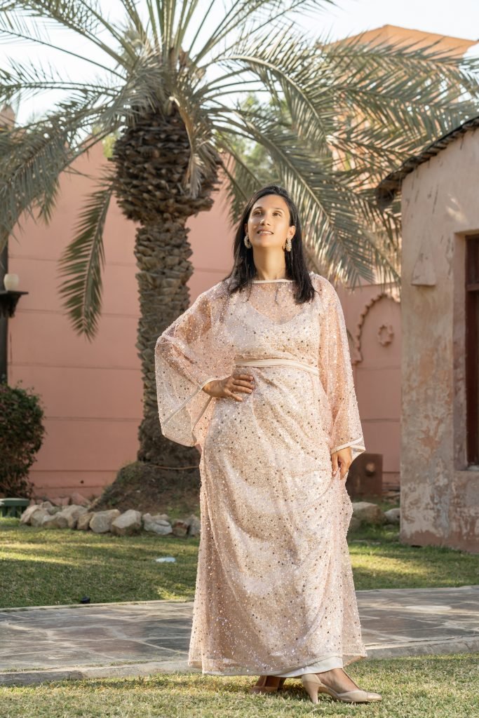 Robe Nour paillettes sequin traditionnel moderne arabe oriental inspiration creation ramadan abaia