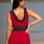 Robe Enea Carmen rose framboise flamenco danse pois noir et blanc longue soiree dansante