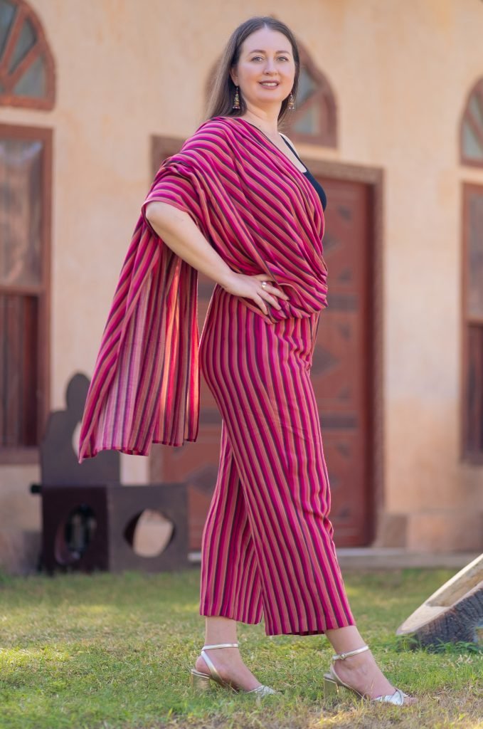 Combinaison Enea Minerva sari pantalon inspiration Inde confort oriental coton aymetrique