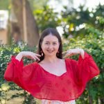 Robe voilage rouge mi longue coton imprime motif