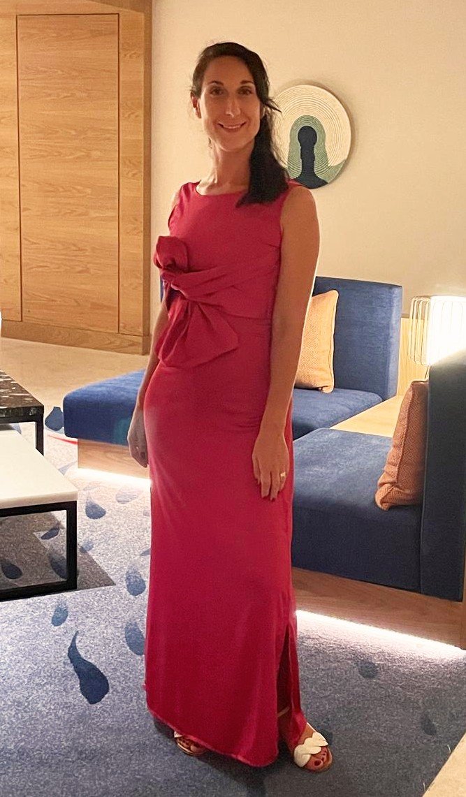 adila robe creation sur mesure framboise rose longue soie