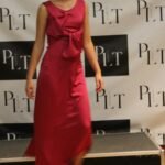 robe longue noeud rose framboise longue cocktail